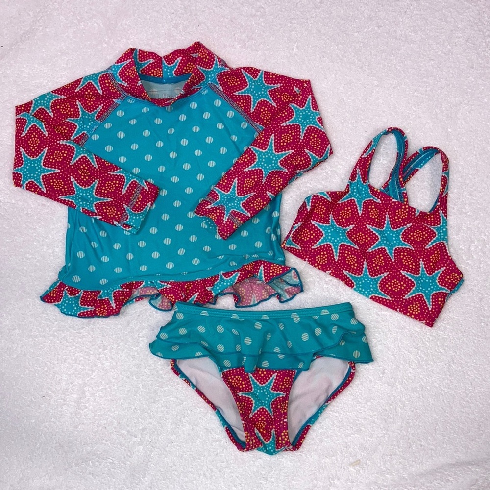 LL Bean long sleeve rashguard and bikini size 12/18m